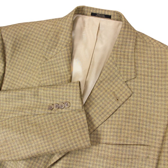 NWT Hart Schaffner Marx Mens 48 XL Sport Coat Blazer Silk Wool Tan Check